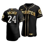 Camiseta Beisbol Hombre Pittsburgh Pirates Chris Archer Golden Edition Autentico Negro