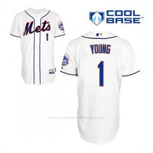 Camiseta Beisbol Hombre New York Mets Chris Young 1 Blanco Alterno Cool Base