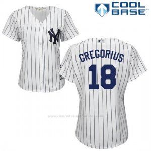 Camiseta Beisbol Mujer New York Yankees Didi Gregorius Blanco Autentico Coleccion Cool Base