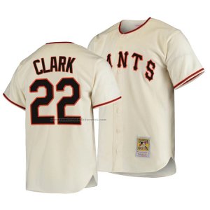 Camiseta Beisbol Hombre San Francisco Giants Will Clark Autentico Cooperstown Collection Primera 1954 Crema