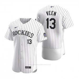 Camiseta Beisbol Hombre Colorado Rockies Zac Veen Autentico Primera Blanco