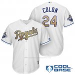 Camiseta Beisbol Hombre Kansas City Royals Campeones 24 Christian Colon Coolbase Oros