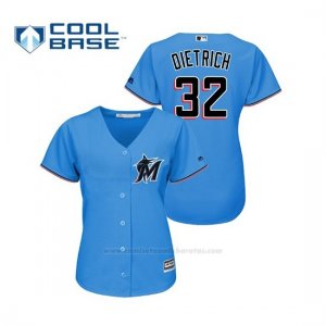 Camiseta Beisbol Mujer Miami Marlins Derek Dietrich Cool Base Majestic 2019 Azul