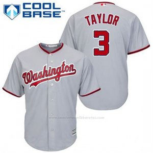 Camiseta Beisbol Hombre Washington Nationals Michael Taylor 3 Gris Cool Base