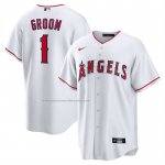 Camiseta Beisbol Hombre Los Angeles Angels NO 1 Groom Primera Replica Blanco