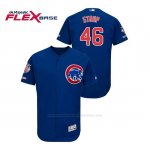 Camiseta Beisbol Hombre Chicago Cubs Pedro Strop 150th Aniversario Patch Flex Base Azul
