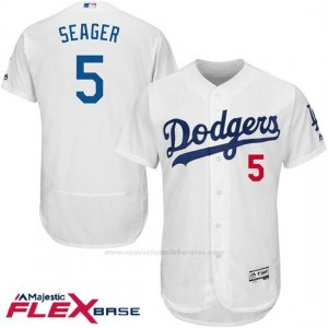 Camiseta Beisbol Hombre Los Angeles Dodgers Corey Seager Blanco Flex Base Autentico Coleccion