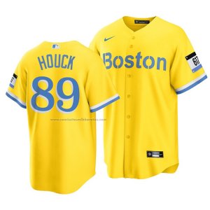 Camiseta Beisbol Hombre Boston Red Sox Tanner Houck 2021 City Connect Replica Oro