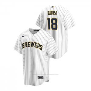 Camiseta Beisbol Hombre Milwaukee Brewers Keston Hiura Replica Alterno Blanco