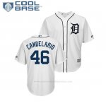Camiseta Beisbol Hombre Tigers Jeimer Candelario Cool Base 1ª Blanco