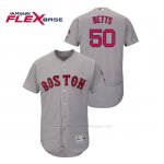 Camiseta Beisbol Hombre Boston Red Sox Mookie Betts 150th Aniversario Patch Autentico Flex Base Gris