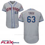 Camiseta Beisbol Hombre New York Mets 63 Gabriel Ynoa Gris Flex Base