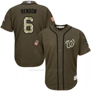 Camiseta Beisbol Hombre Washington Nationals 6 Anthony Rendon Verde Salute To Service