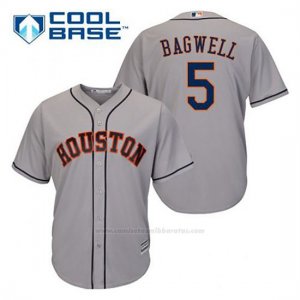 Camiseta Beisbol Hombre Houston Astros Jeff Bagwell 5 Gris Cool Base