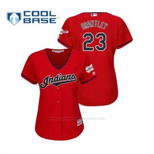 Camiseta Beisbol Mujer Cleveland Indians Michael Brantley 2019 All Star Game Patch Cool Base Rojo