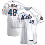 Camiseta Beisbol Hombre New York Mets Jacob deGrom Primera Autentico Blanco