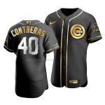 Camiseta Beisbol Hombre Chicago Cubs Willson Contreras Golden Edition Autentico Negro