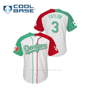 Camiseta Beisbol Hombre Los Angeles Dodgers Chris Taylor Mexican Heritage Night Cool Base Blanco
