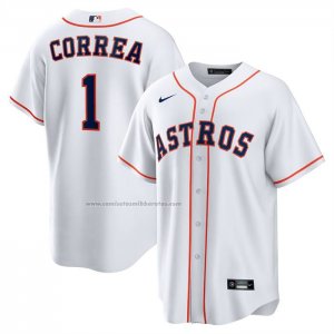 Camiseta Beisbol Hombre Houston Astros Carlos Correa Primera Replica Blanco