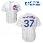 Camiseta Beisbol Hombre Chicago Cubs 37 Travis Wood Blanco 1ª Cool Base