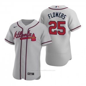 Camiseta Beisbol Hombre Atlanta Braves Tyler Flowers Autentico 2020 Road Gris