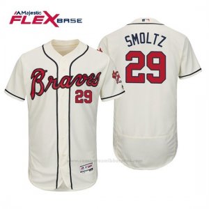 Camiseta Beisbol Hombre Atlanta Braves John Smoltz Flex Base Autentico Collezione Alternato 2019 Crema