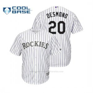 Camiseta Beisbol Hombre Colorado Rockies Ian Desmond Cool Base Official 1ª Blanco