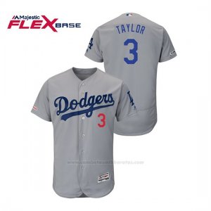 Camiseta Beisbol Hombre Los Angeles Dodgers Chris Taylor 150th Aniversario Patch Flex Base Gris