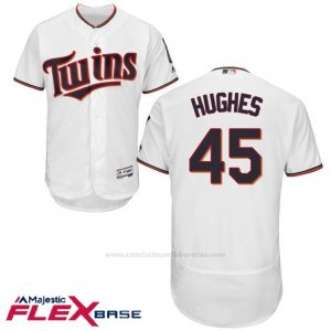 Camiseta Beisbol Hombre Minnesota Twins Phil Hughes Blanco Autentico Coleccion Flex Base Custom