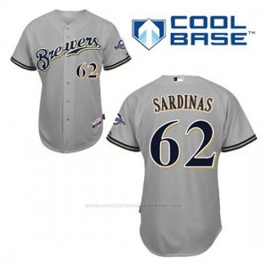 Camiseta Beisbol Hombre Milwaukee Brewers Luis Sardinas 62 Gris Cool Base