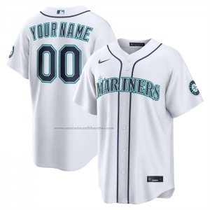 Camiseta Beisbol Hombre Seattle Mariners Primera Stadium Personalizada Blanco