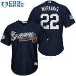 Camiseta Beisbol Hombre Atlanta Braves 22 Nick Markakis Azul 2017 Entrenamiento de Primavera Cool Base
