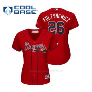 Camiseta Beisbol Mujer Atlanta Braves Mike Foltynewicz Cool Base Majestic Alternato 2019 Rojo