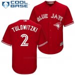 Camiseta Beisbol Hombre Toronto Blue Jays 2 Troy Tulowitzki Scarlet 2017 Cool Base