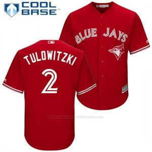 Camiseta Beisbol Hombre Toronto Blue Jays 2 Troy Tulowitzki Scarlet 2017 Cool Base