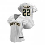 Camiseta Beisbol Mujer Milwaukee Brewers Christian Yelich 2020 Replica Alterno Blanco