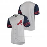 Camiseta Beisbol Hombre Atlanta Braves Button-Down Stitches Autentico Gris