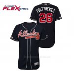 Camiseta Beisbol Hombre Atlanta Braves Mike Foltynewicz 150th Aniversario Patch Autentico Flex Base Azul