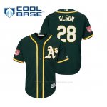 Camiseta Beisbol Hombre Oakland Athletics Matt Olson Cool Base Entrenamiento de Primavera 2019 Verde
