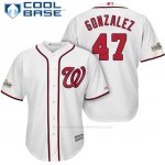 Camiseta Beisbol Hombre Washington Nationals 2017 Postemporada Gio Gonzalez Blanco Cool Base