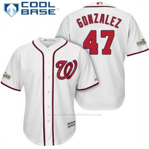 Camiseta Beisbol Hombre Washington Nationals 2017 Postemporada Gio Gonzalez Blanco Cool Base