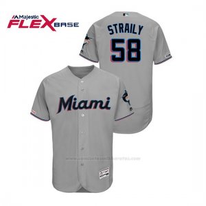 Camiseta Beisbol Hombre Miami Marlins Dan Straily 150th Aniversario Patch 2019 Flex Base Gris