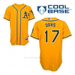 Camiseta Beisbol Hombre Oakland Athletics Ike Davis 17 Oro Alterno Cool Base