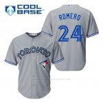 Camiseta Beisbol Hombre Toronto Blue Jays Ricky Romero 24 Gris Cool Base