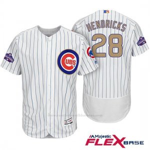 Camiseta Beisbol Hombre Chicago Cubs 28 Kyle Hendricks Blanco Oro Program Flex Base