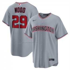 Camiseta Beisbol Hombre Washington Nationals James Wood Carretera Replica Gris