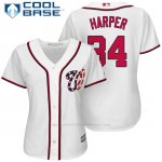 Camiseta Beisbol Mujer Washington Nationals 34 Bryce Harper Blanco 2017 Cool Base