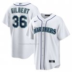 Camiseta Beisbol Hombre Seattle Mariners Logan Gilbert Primera Replica Blanco