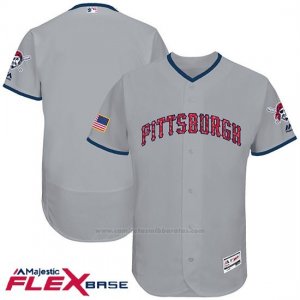 Camiseta Beisbol Hombre Pittsburgh Pirates 2017 Estrellas y Rayas Gris Flex Base