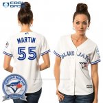 Camiseta Beisbol Mujer Toronto Blue Jays Russell Martin 55 Blanco Cool Base 40 Aniversario